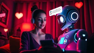 Intimate AI chat interaction scene depicting ai chat porn with modern interface and warm lighting.